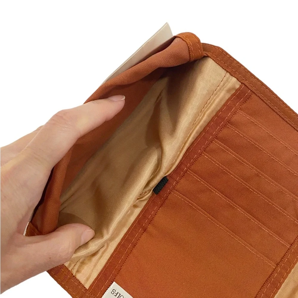 Rolfs Vintage Brown Orange Gray Aztec Design Bifold Hook & Loop Wallet, Unisex